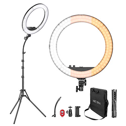 Buy 1 get 1 🔥 ART DNA 18-inch Ring Light with Foldable Tripod Stand and Soft Tube for Live Stream/Makeup/TIK Tok/YouTube Video Shooting - 55W Dimmable Bi-Color Selfie Ring Light CRI 90 3200K-5600K