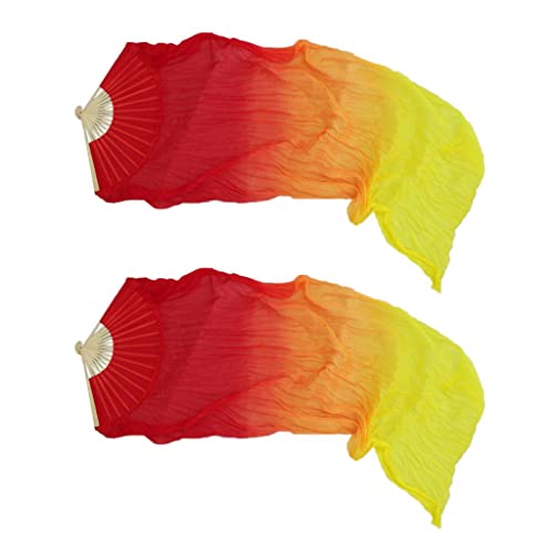 oshhni 1 para Danza Del Vientre Plegable 180x90cm, Rojo + amarillo, tal como se describe Cover