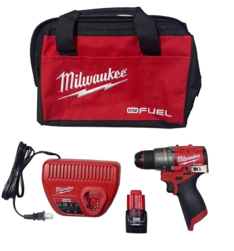 Milwaukee 2504-21 M12 FUEL 1/2 in. Hammer Drill Kit with 2.0 Ah Battery and Bag