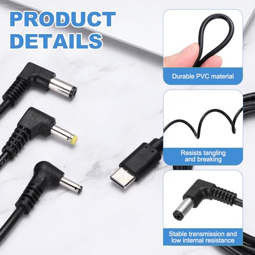 Cable de disparo PD 15V carga rápida en ángulo recto de USB C a CC 5,5x2,1 mm 3