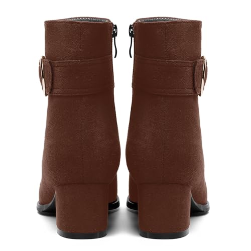 MOVINSTEPS Ankle Boots for Women Low Chunky Heel Wide Width Suede Short Booties Comfortable Casual Business Fashion Dressy Fall Winter Boots 2 Inch4