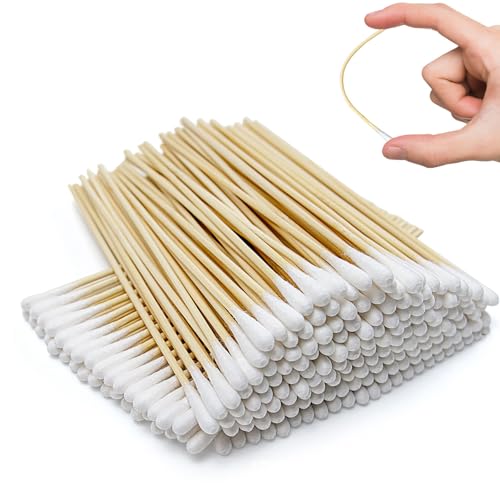 Bastoncini di Cotone Lunghi 15 cm, Set da 300 Bastoncini di Legno per Orecchie, Confezionati in 3 Pacchi, Materiale di Alta Qualità, Adatti per Igiene, Bellezza e Pulizia Dispositivi