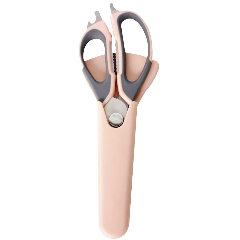 Kitchen Poultry Shears, Multifunctional Stainless Steel Kitchen Chicken Bone Scissors Peel Poultry Shear Sharp Cut Sciss (Pink)
