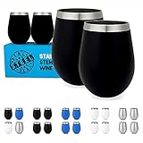 Stainless Steel Unbreakable Wine Tumblers: Stemless Camping Wine Glasses, NO LIDS, Cool Outdoor 18 oz Metal Wine Glass Set of 4 - Portable for Pool, Picnic - Drinking Cups for Outdoors