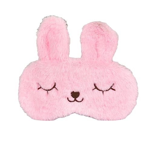 漫画 キュート スリープ アイマスク ブラックアウト スリープ ホット アイスパック アイスパック 子供用アイマスク ソフト 快適 アイシェード カバー 子供 男性 女性 飛行機 夜 睡眠 - 刺繍 ウサギ ピンク - アイスパック