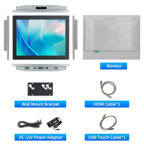Image of 17 inch Touchscreen Monitor,Ratio 4:3 IPS PCAP Industrial Touch Screen Monitor with HD-MI VGA USB Port，Build-in Speakers & VESA，Touch Screen for PC,POS,Laptop,Home,RPI