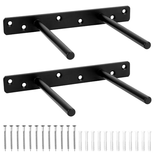 QWORK® 2 Pièces Fixation Étagères Murale Invisible - 150mm - Supports Étagères Flottante en Fer Solide