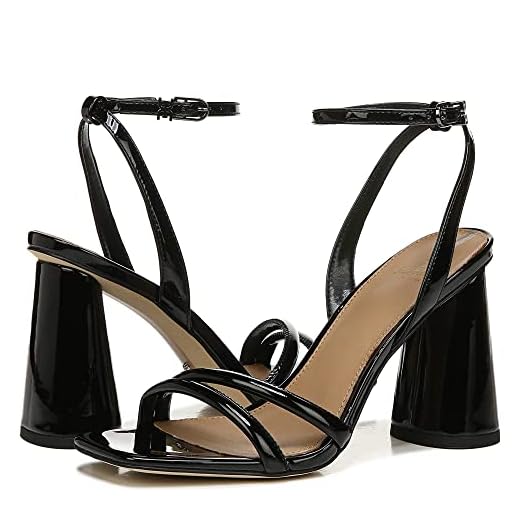 Sam Edelman Women's Kia Heeled Sandal, Black Patent, 7.5