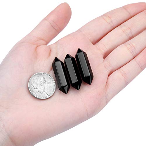 Crystaltears 3Pcs Black Obsidian Healing Crystals Wand Hexagonal Natural Reiki Healing Crystals Points Gemstone Wand Set For Meditation Crystal Therapy #TOP3