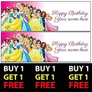 ELITEPRINT DISNEY PRINCESSES Personalised Birthday Banner 100gsm Kids Boys Girls Birthday Party