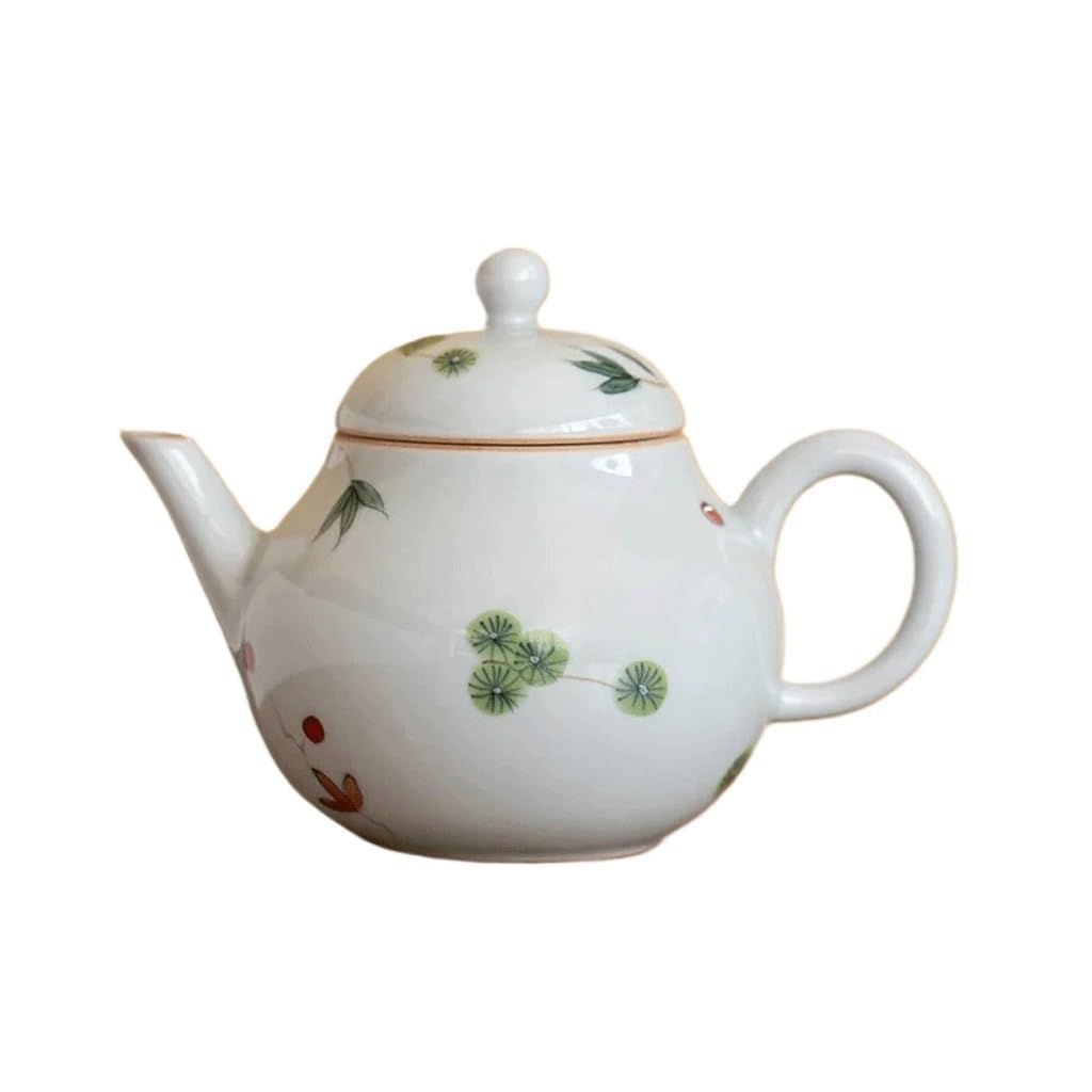 TYUHDUYUR Ceramic Teapot Hand-Painted Little Pear Pot with Ball Hole Filter Tea Breing Kettle Tea Set (OneColor As Shown)
