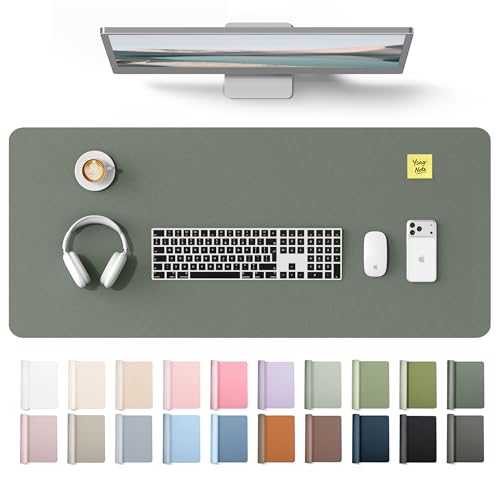 Image of YSAGi Leather Desk Protector, Office Mat, Large Mouse Mat, Non-Slip PU Leather Blotter, Laptop Desk Mat, Waterproof Writing Pad for Office and Home(Dark Green, 42 inch x 17.2 inch)