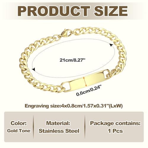 MECCANIXITY Custom ID Bracelets for Men Women, Personalized Custom Engraving Name Stainless Steel ID Engravable Bracelets Chain with Bag for Christmas Jewelry Gift2