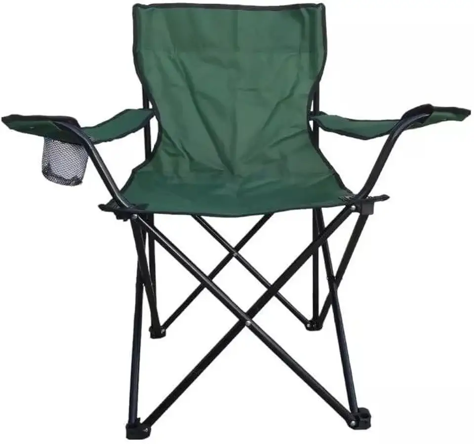 Cadeira Camping e Pesca Dobrável Com Porta Copos e Bolsa 120kg (Verde)