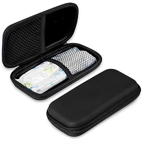 Tuciyke Tampon Sanitary Bags,Black Tampon Storage Bag with Zipper Pack of 2 Sanitary Tampons Pouch 6.3*3.3*1.2inches Feminine Products Bag for Women,Ladies,Girls Cover