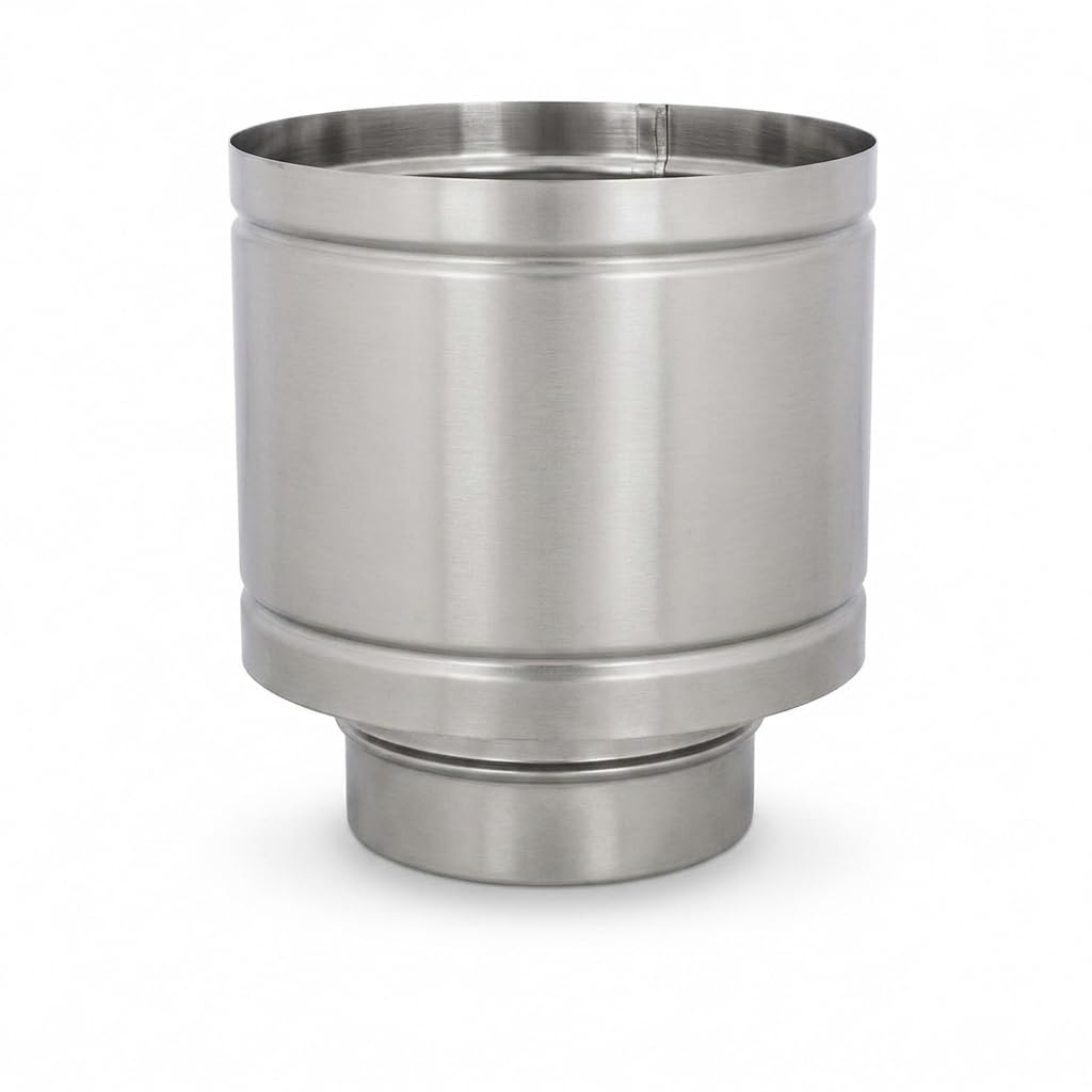 MAKA Comignolo Terminale a Botte Tondo, Cappello Camino Antipioggia in Acciaio Inox, per Espulsione Fumi Legna, Metano e Gasolio (Inox, Ø 230 mm)