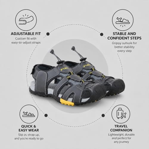 Image of FUEL Warrior Men's Fisherman Sandals - Comfortable, Breathable & Flexible Outdoor Sandals with Protective Toe, Anti-Skid Sole - Stylish Casual Beach & Sports Footwear