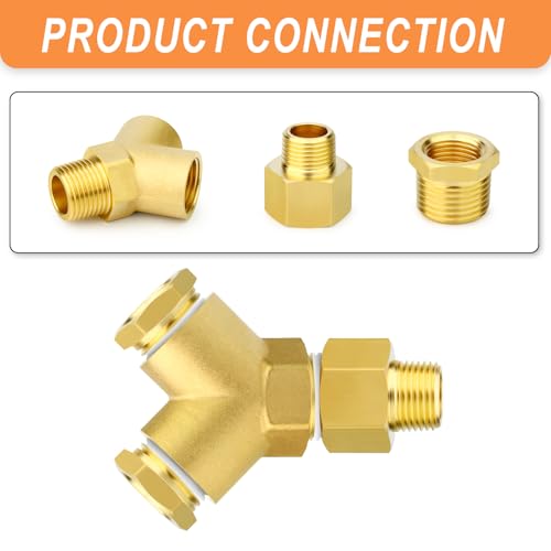 Image of GASHER 2PCS Brass Pipe Fitting Male Branch Tee Y Adapter 1 /2 inch NPT Female x 1 /2 inch NPT Female x 1 /2 inch NPT Male