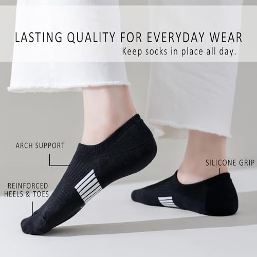 Image of EPEIUS Thick No Show Socks for Women Athletic Ankle Socks Cushioned Running Low Cut Non Slip Footies 3 /6 Pairs