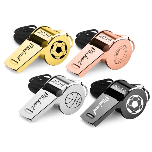 Eiennoai Personalisiertes Trillerpfeife mit Namen für Trainer, Sportpfeife aus Edelstahl mit Lanyard – Geschenk für Trainer, Schiedsrichter, Lehrer