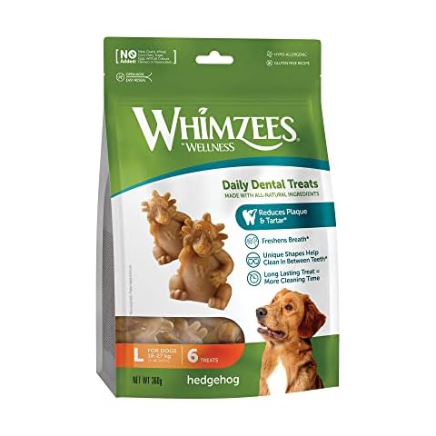 WHIMZEES Hedgehog, Natural and Grain Free Dog Dental Sticks, Dog Chews for Large Breeds, 6 Pieces, Size L Cover