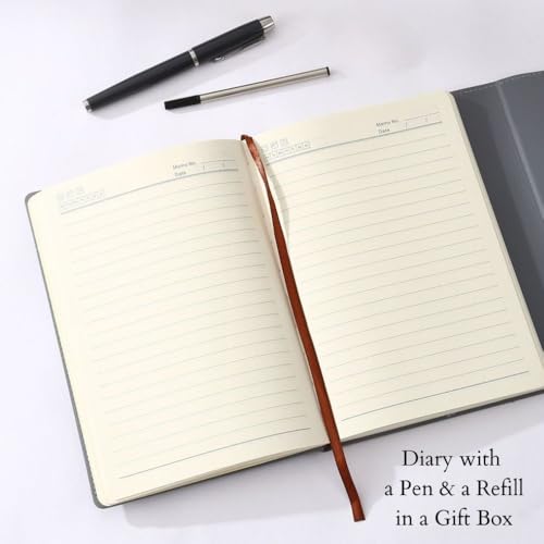 Image of CAVALO - Be Unique Diary Gift Set with Pen | Premium Notebook with Pen & Extra Refill | 6 x 8 Inch, 240 Lined Pages, Undated | Ideal for Corporate Gifting, Office Use, Diwali & New Year Presents (Dark Blue Triangle Diary Gift Set)