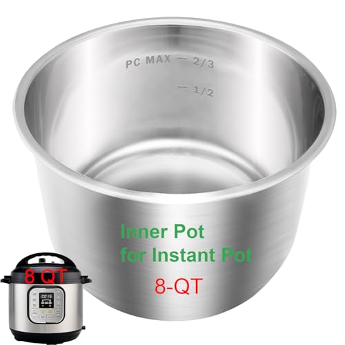 Replacement Pot for Instant Pot 8-Qt, 304 (18/8) Stainless Steel Inner Pot for Instant Pot 8-Quart, Upgrade Insert for Instantpot, Liner for Insta Pot 8 Qt with Thick Bottom, Non-Toxic (No Teflon)
