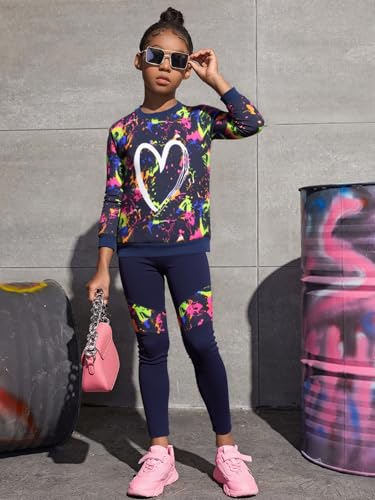 Image of Girls 2 Piece Outfits Kids Clothes Sets Sweatsuit Tracksuit Jogger Print Long Sleeve Sweatshirts Sweatpants 4-13Y