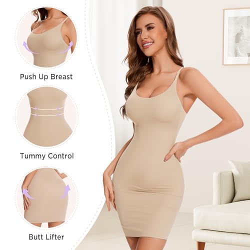 Shapewear Slip Dress for Women Under Dress Full Slip Tummy Control Dress Slips Seamless Body Shaper Cami2
