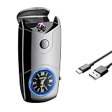 COMANYI Elektrisches Feuerzeug USB C Wiederaufladbares Feuerzeug Winddicht Plasma Dual Arc Feuerzeuge Elektronische Flammenlose Coole Uhr Feuerzeuge für Kerzen (Schwarz)
