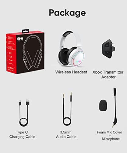 2.4Ghz Wireless Gaming Headset With Xbox Adapter, 7.1 Surround Sound, 3.5Mm Wired Games Headphones With Microphone Compatible With Xbox One, Xbox Series X/ S, Ps4, Ps5, Switch, Pc, Laptop (White) #TOP7
