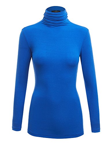 Image of Lock and Love Women's Turtleneck Top Lightweight Long Sleeve Slim Fit Pullover, Soft Rayon Stretch Layering Basic, S-3XL