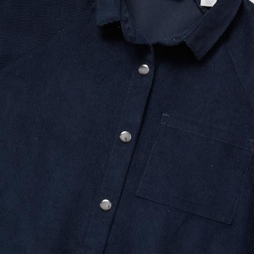 Lands' End Girls 3/4 Sleeve Corduroy Shirt Dress Large Classic Navy2