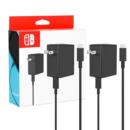 Image of 2-Pack Charger for Nintendo Switch, 45W AC Adapter Fast Charging with 2-Pack 10ft Detachable USB C Cable, Compatible with Switch /OLED /Lite, Steam Deck, Support TV Mode, Original Quality