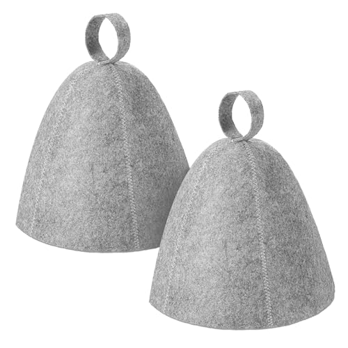 AOOTUERL Cappello da sauna, 2 pezzi, berretto ergonomico in feltro per sauna per donne e uomini, cappello da vapore, cappello da bagno russo in feltro, accessori per bagno a vapore, poggiatesta in