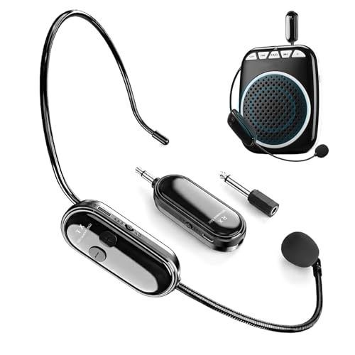 PORFOYO Micrófono Inalámbrico Diadema, 2.4G Micrófono de Diadema Inalámbrico, Wireless Micrófono Transmisión Inalámbrica de 30M