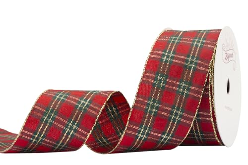 Zofrud Green Christmas Gingham Ribbon Checkered Plaid Ribbon - 38mm x 9 Meters - Ideal for Gift Wrapping, Tree & Wreath Decoration, Crafts - Image 2