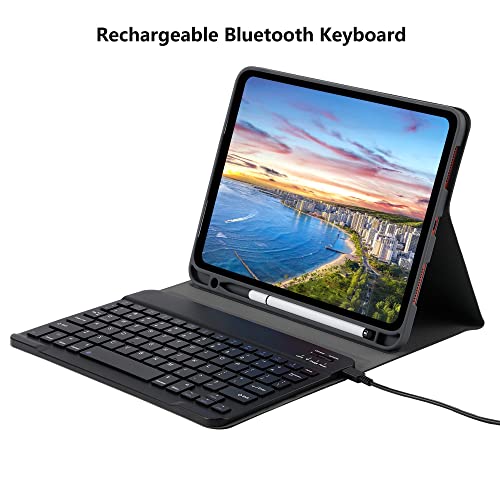 Ipad 10Th Generation Case With Keyboard 10.9 Inch 2022, Keyboard Case For Ipad 10Th Gen 10.9'' Smart Folio Cover With Pencil Holder, Slim Rechargeable Magnetic Bluetooth Keyboard Detachable (Black) #TOP5