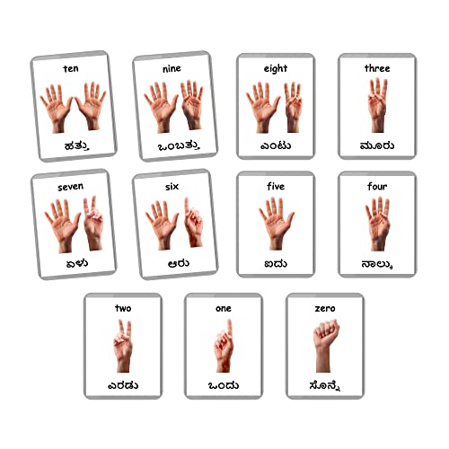 Image of Kannada English Bilingual Flash Cards | Montessori Cards | Laminated Flash Cards | Early Education (Counting - 11 Cards)