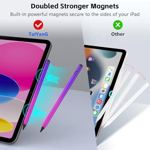 Image of TaIYanG iPad Stylus Pen for iPad 2018-2026, Palm Rejection, Fast Charging | Tilt Sensitivity, for iPad Pencil A16 /10 /9 /8 /7 /6, Pro 11 /13 inch (M5 /M4),Air M4 /M3 /M2 /5 /4, Pro 11 /12.9 inch,Mini 6 /5,Gradient Purple