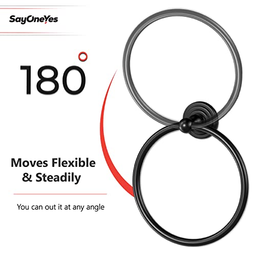 Sayoneyes Matte Black Towel Ring - Premium Quality Sus304 Stainless Steel Rust Proof Hand Towel Holder – Heavy Duty Round Towel Holder For Bathroom Wall Mounted #TOP2