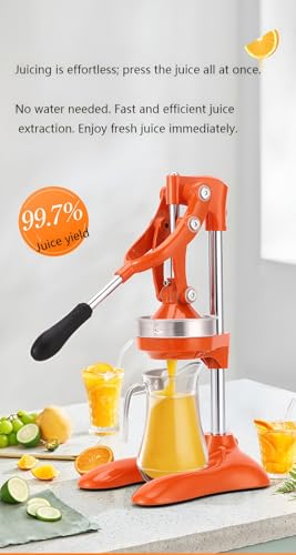 Sokowirówka ręczna, prasowana do soków owocowych, zdejmowana, Roboki citruska mocowanie do prasowania do prasowania Garnetowych i wapiennych (Srebro/43cm / B)
