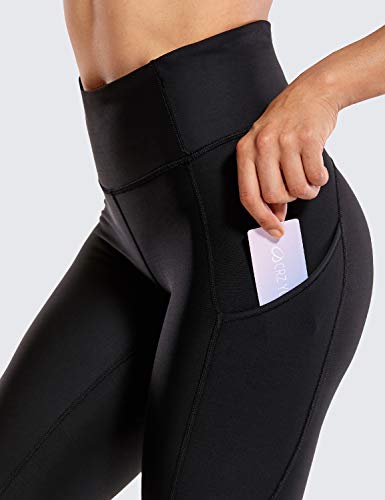 CRZ YOGA Mujer Deportivos Térmicos Forro Leggings Fitness Pantalones con Bolsillos Laterales-71cm Negro 42