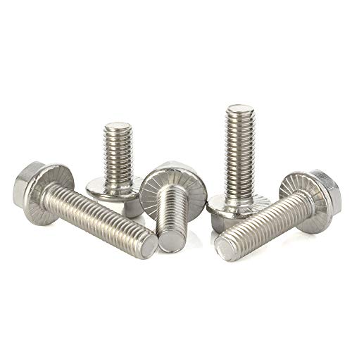 Image of Mellewell M10 x 30mm Flanged Hex Head Bolts Flange Hexagon Screws, Stainless Steel 304, DIN 6921, 6 PCS