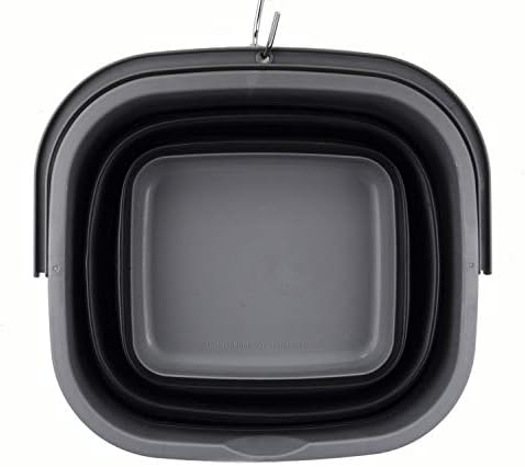 SAMMART 11L Collapsible Rectangular Handy Basket / Bucket (Grey/Black)