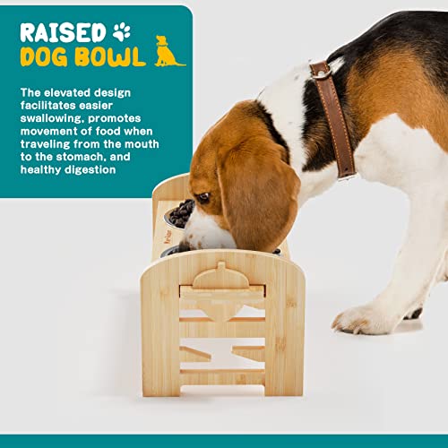 Mino Kesper Bamboo Elevated Dog Bowls, Raised Dog Bowl 5.5-in Tall, Raised Cat Food Bowls for Indoor Cats/Medium Dogs/Small Dogs - Thumbnail 3