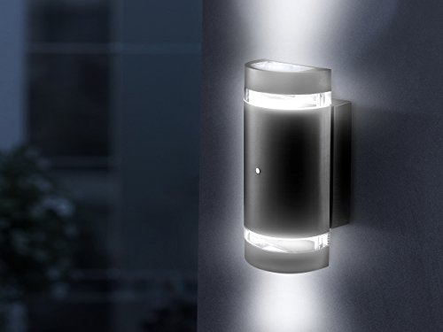Hyperikon LED Porch Sconce Light, 12W Cylinder, Modern Outdoor Wall Lamp, 4000K Daylight, Black, Photocell, UL