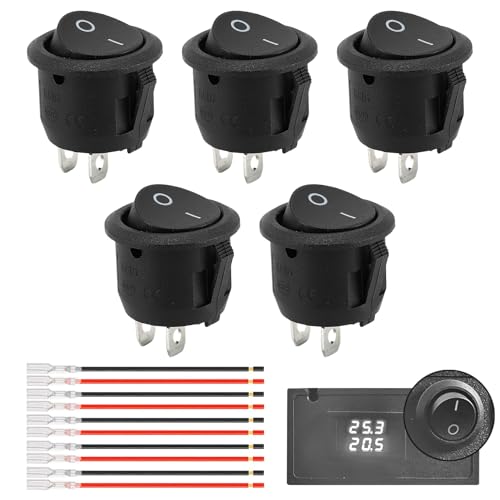 5 interruttori a levetta da 12 V, interruttore a bilanciere mini, interruttore on/off da 12 Volt con filo, a 2 poli, per interruttore da 10 A/125 V, 6 A/250 V, per auto, moto, barca, camper