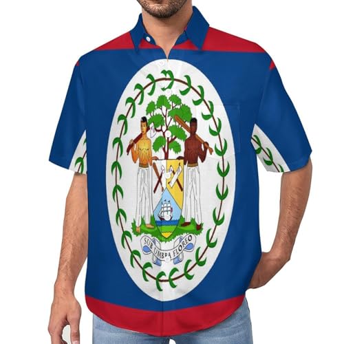 Chemise hawaïenne homme avec le drapeau du Belize pour un look d'été décontracté