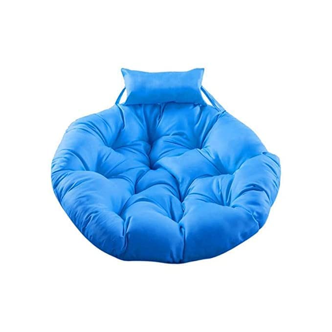 Image of KYNE Microfibre Cushion for Hanging Basket Round Shape Swing Chair Cushions for Outdoor Egg Swing Chair Garden Swing, Seat Padded Pillow Cushion (Light Blue)